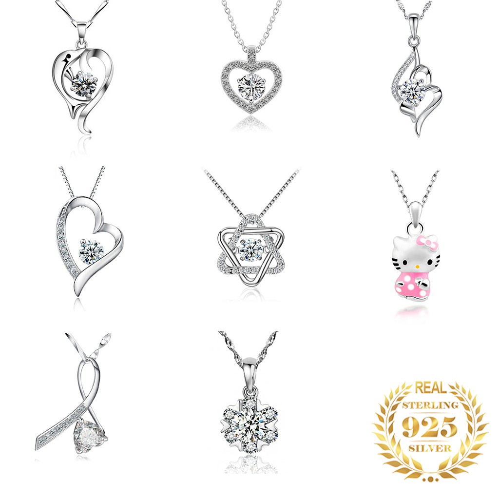 925 sterling silver liontin wanita liontin dengan berlian perhiasan sederhana