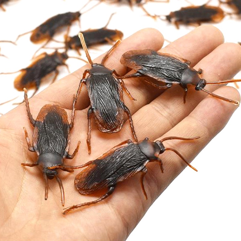 {LUCKID}10Pcs/lot simulation fake rubber cockroach funny toy special lifelike model