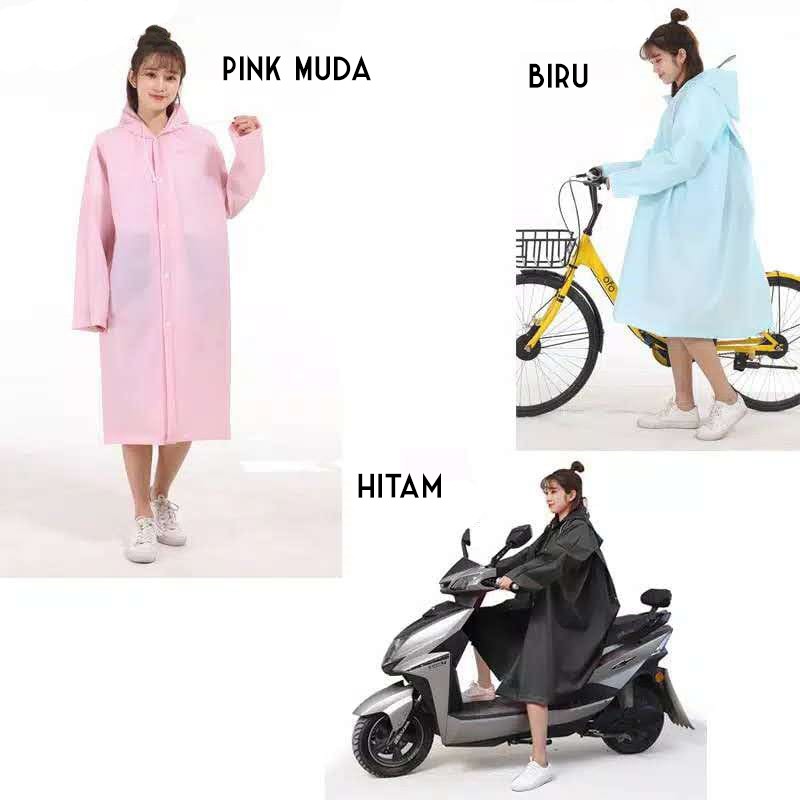 RA 01 Jas Hujan Motif Poncho Kancing Eva 3in1 Motor Anti Basah Unisex