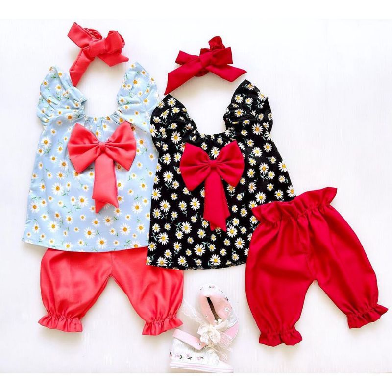 SETELAN BAJU BAYI PEREMPUAN SABRINA BAYI 0-18 BULAN FREE BANDANA HELIA CLOWN SUIT / SETELAN SABRINA BABYGIRL