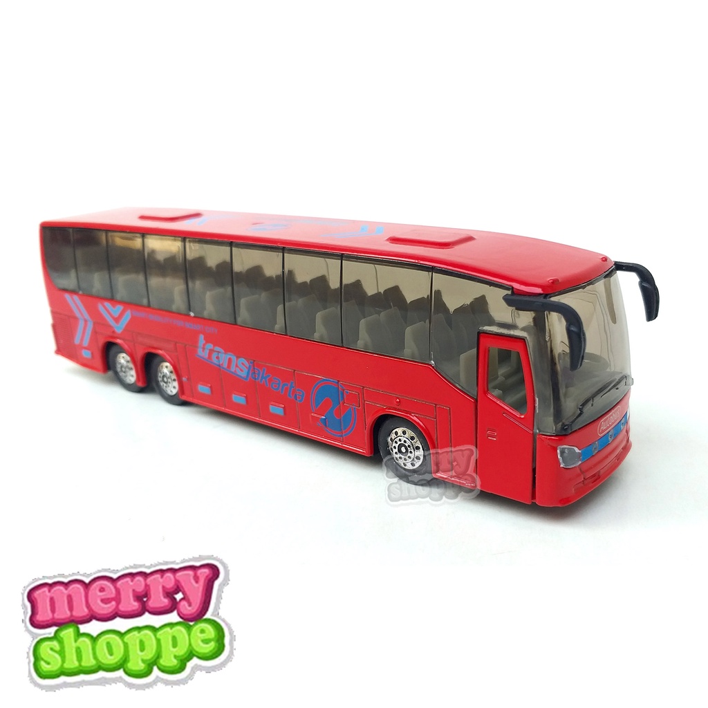 Diecast Miniatur Mobil Bus Transjakarta Busway + Lampu dan Suara