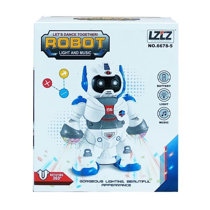 Mainan anak robot putih dance/ robot dance musik+LED