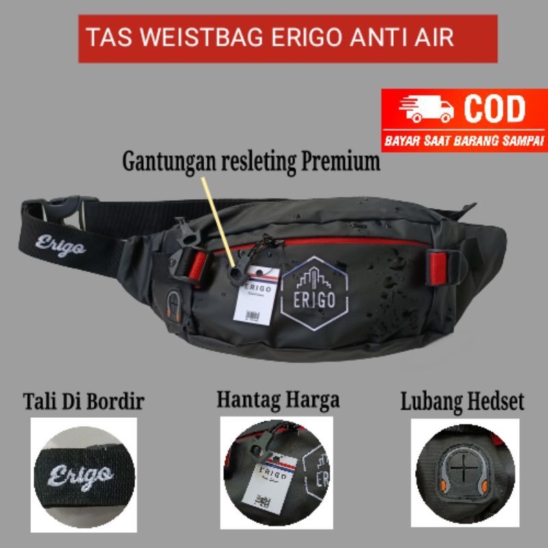 Tas weistbag pria wanita/Tas selempang pria wanita ERIGO waterproof anti air webing