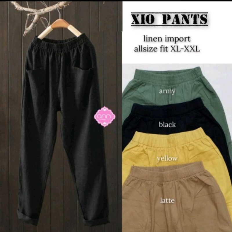 XIO PANTS/CELANA PANJANG WANITA/ LINEN PANTS /BAGGY LINEN