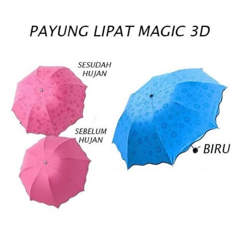 Payung Ajaib Magic Lipat 3D Muncul Motif Ketika Basah Hujan