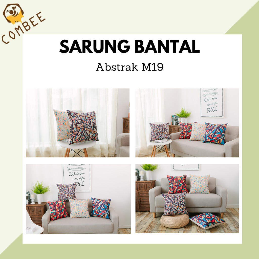 Pillow Case / Sarung Bantal / Sarung Tutup Bantal Sofa Kain Cotton Linen Abstrak M19