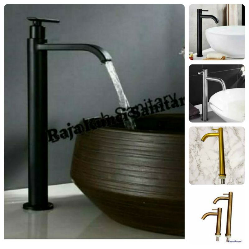 Kran Wastafel Tinggi Hitam Stainless Stell SUS 304/Kran Wastafel Hitam /Black/Gold/Rose Gold(DINGIN)