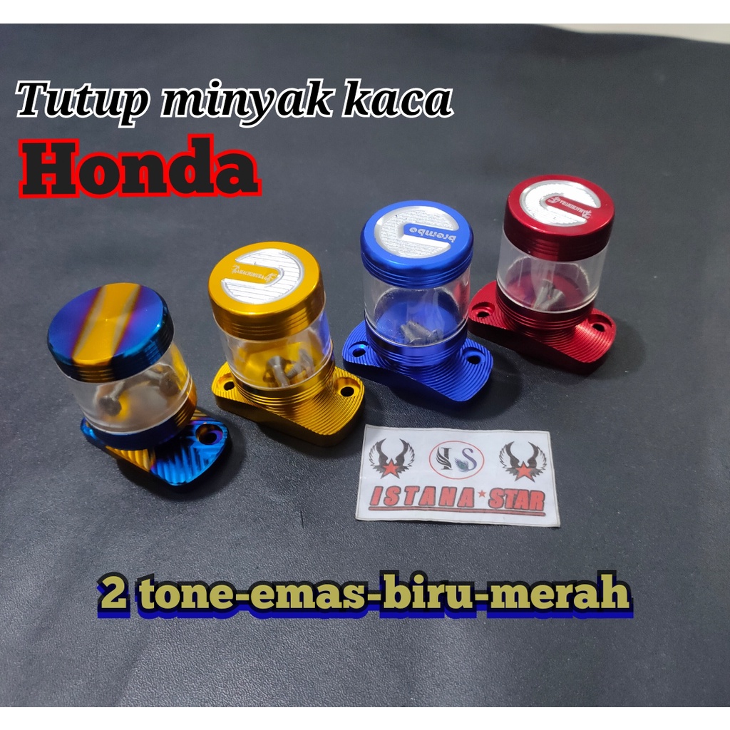 Tutup Minyak Rem Model Stempel Transparan Matic Honda Beay Beat FI Scopy Scopy Fi Vario Dll - Biru-emas-merah-two tone