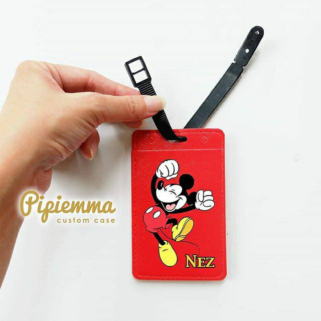 Lanyard custom id card holder bagtag kulit lucu gambar suka suka