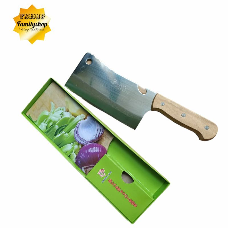 Pisau Daging Tajam Stainless Gagang Kayu