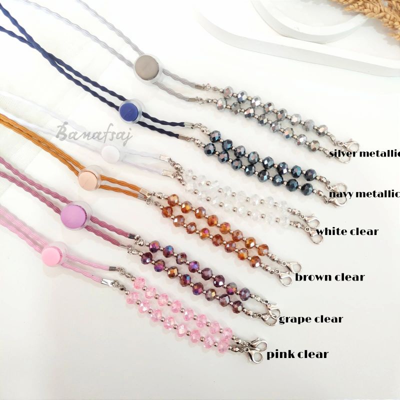 STRAP KONEKTOR MASKER HIJAB 2IN1 KRISTAL DENGAN TALI ELASTIS