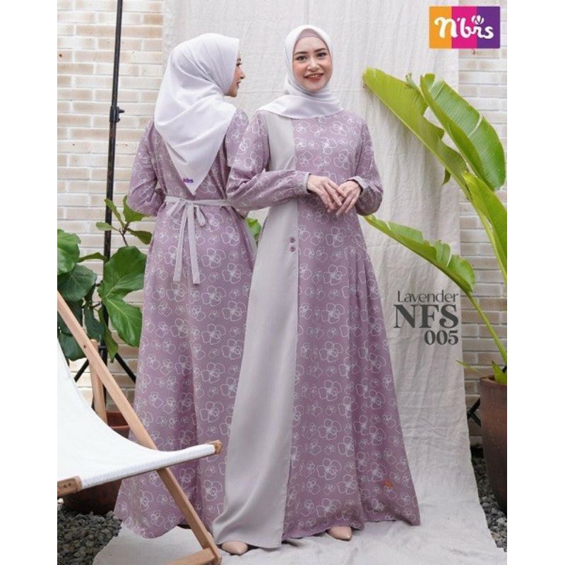 NFS 005 NIBRAS ABU LAVENDER COKLAT TUA COKLAT MUDA NIBRAS GAMIS DEWASA NFS 05 DRESS NIBRAS NFS 5