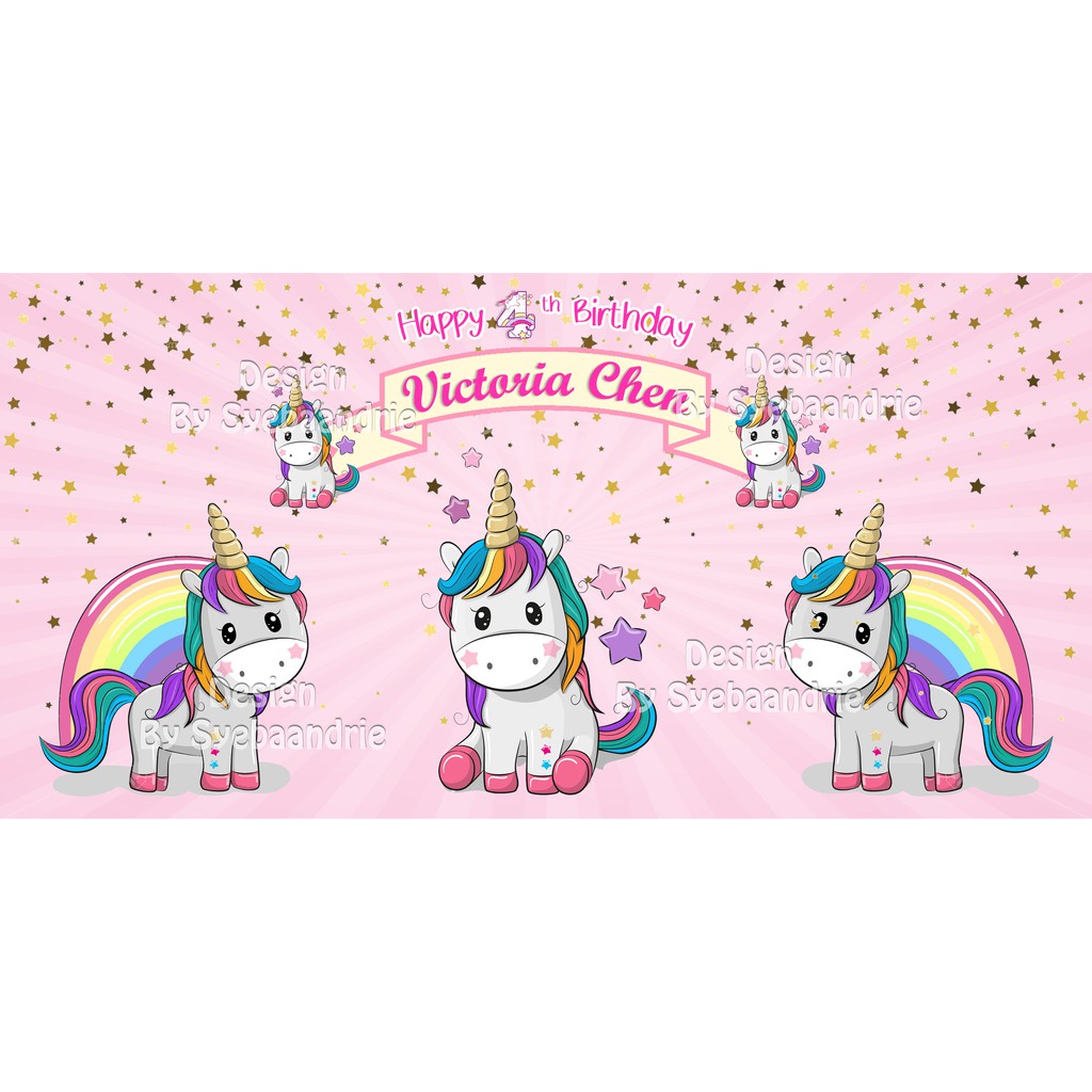 Backdrop Banner Background Ultah Unicorn Ukuran 1 5 X 1mtr