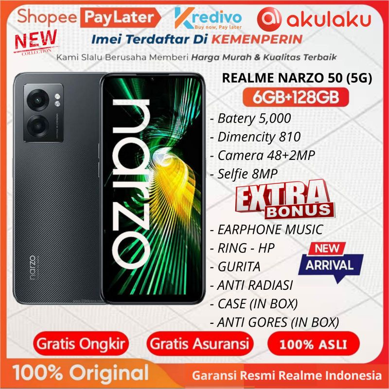 Realme Narzo 50 5G 6/128 & 4/64 Ram 6GB Rom 128GB Garansi Resmi Realme 1 Tahun