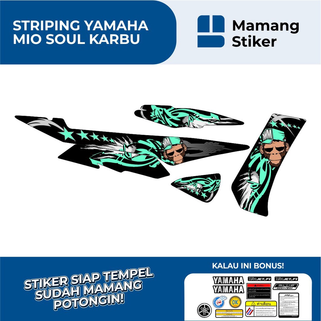 STRIPING YAMAHA MIO SOUL KARBU VARIASI 6 GRAFIS MONKEY/MIO SOUL KARBU STIKER AKSESORIS ORIGINAL/STIC
