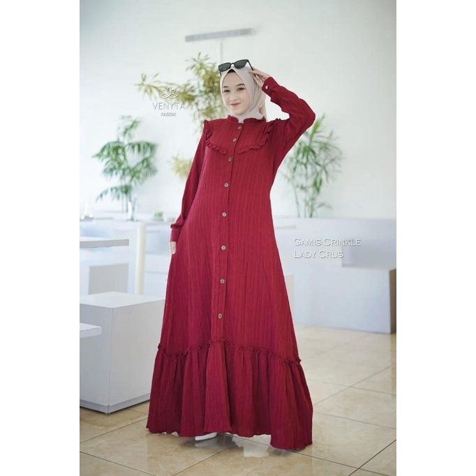 Gamis Remaja Crincle Airflow Lady Cursh Gamis Grosiran Bisa COD