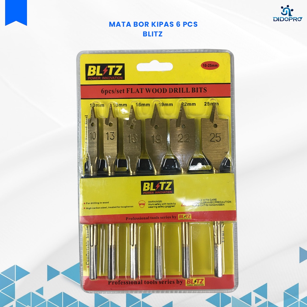 MATA BOR KAYU KIPAS BLITZ 6 PCS - FLAT WOOD DRILL BIT WOODWORKING