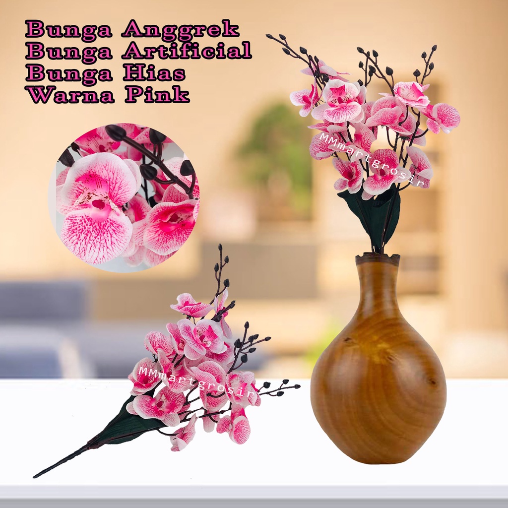 Bunga anggrek / anggrek kain / bunga artificial / bunga hias/ Warna pink