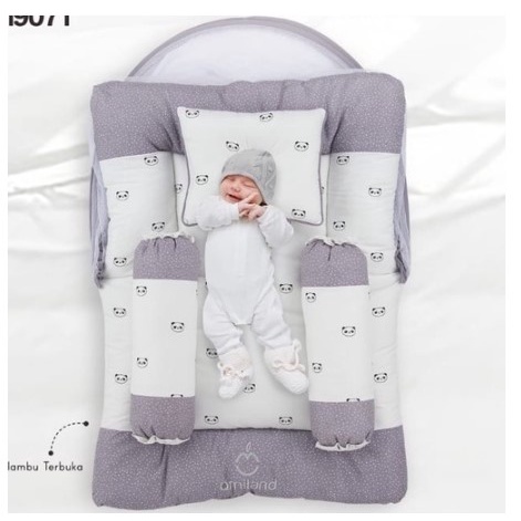 Omiland Kasur Lipat Bayi Dakron + Kelambu Sloth panda alpaca featherSeries
