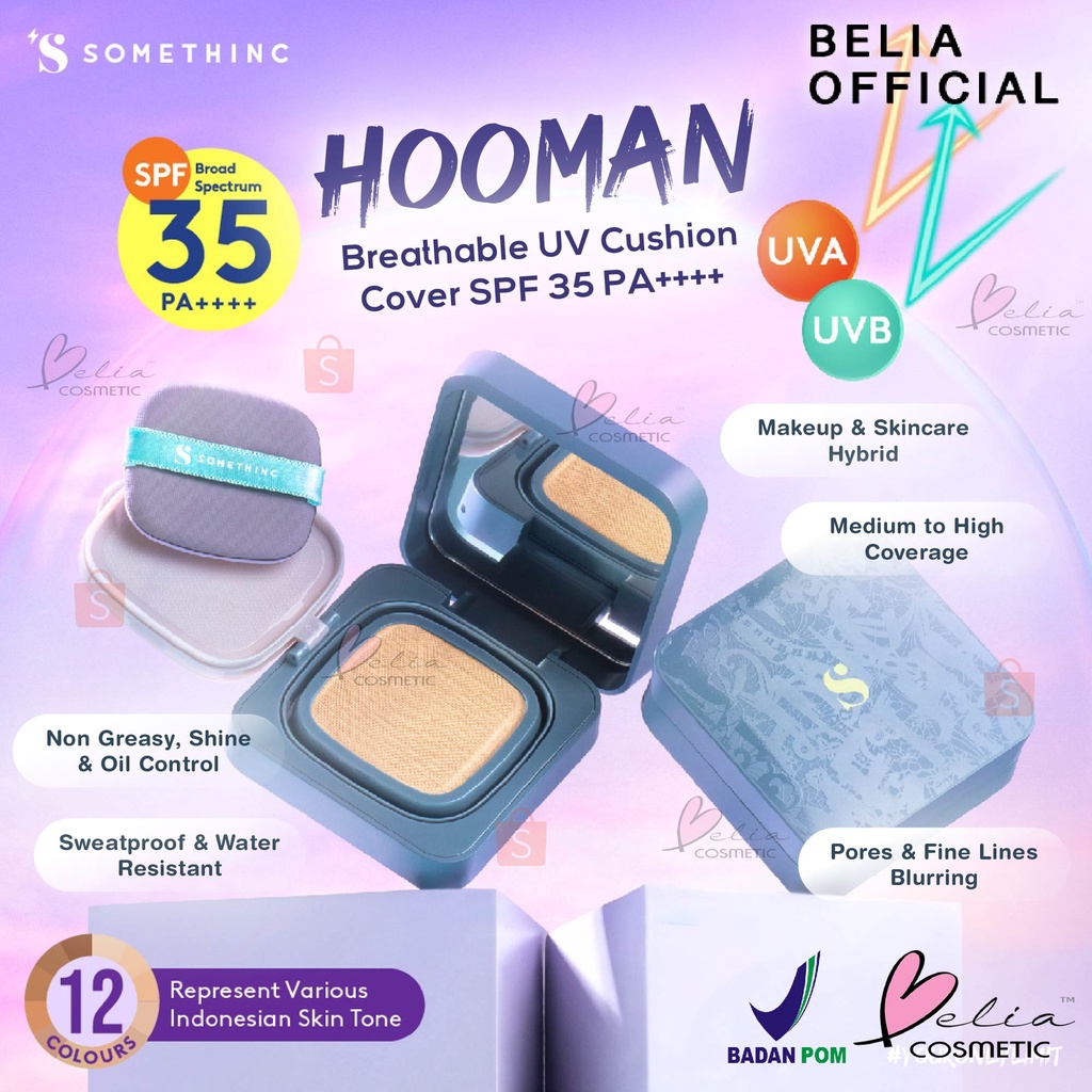 ❤ BELIA ❤ SOMETHINC Hooman Breathable UV Cushion Cover SPF 35 PA++++ | Cushion Matte Finish Tidak Menyumbat Pori-Pori