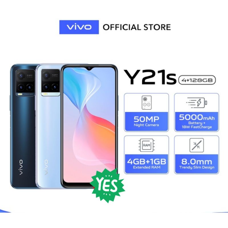 VIVO Y21S RAM 4+1/128GB 100% BARU DAN GARANSI RESMI VIVO INDONESIA