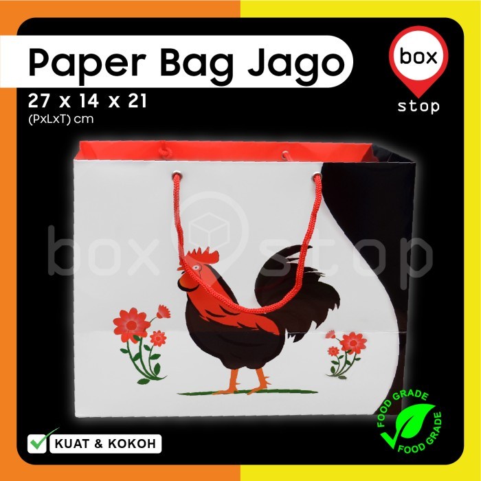 

Paper Bag - Paperbag Polos - AYAM JAGO - TAKE AWAY - 27x14x21 cm (12 pcs)