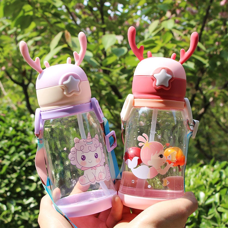 Botol minum/Botol Minum Anak Tanduk Rusa 600ml/Botol minum anak murah/Botol minum anak sedotan (B204)