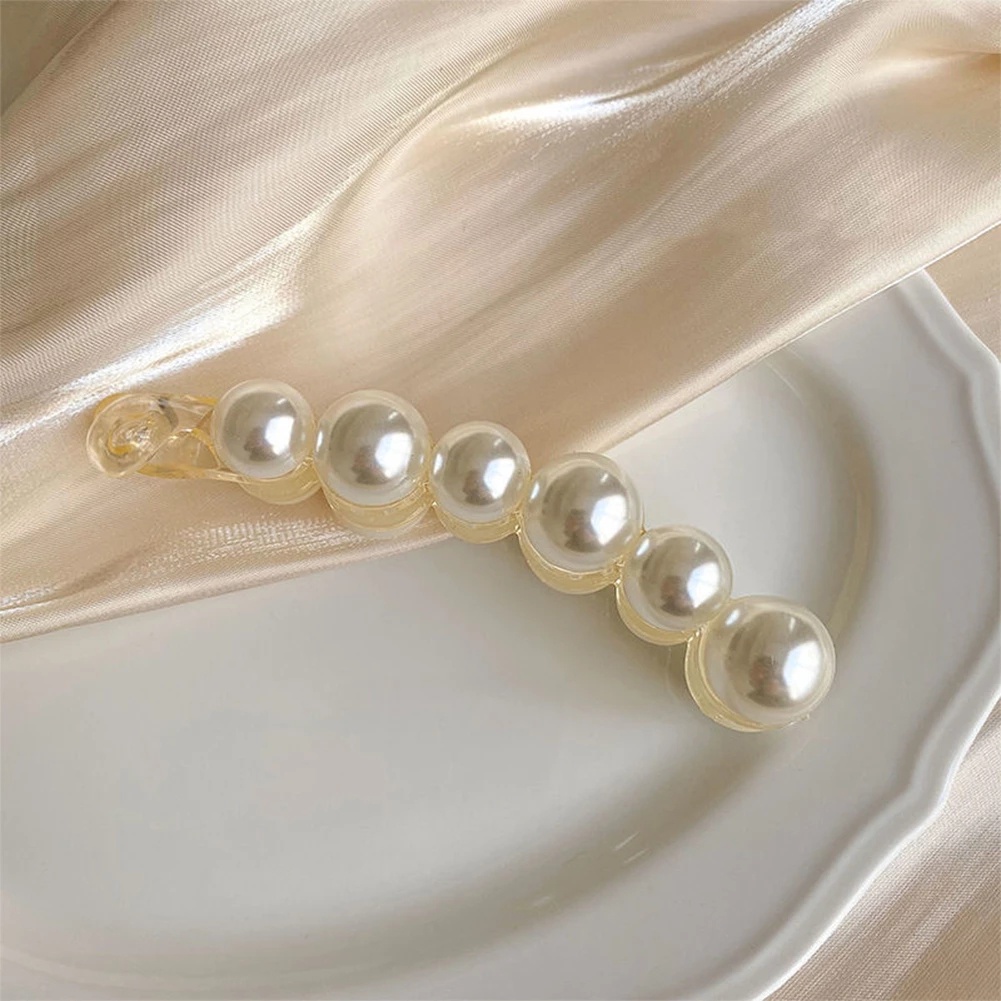 [1Pc Women Korean INS Style Hair Clips] [Girls Elegant Pearl Acrylic Hair Claw] [Simple Hair Accessories]