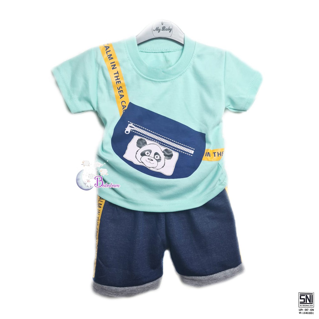 BAJU BAYI ECER CASUAL KASUAL SETELAN ANAK BOBOBAM TAS PANDA / SETELAN ANAK HARGA GROSIR