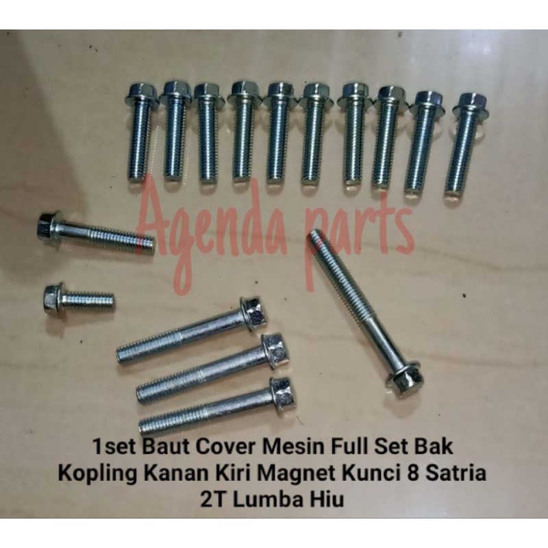 1set Baut Cover Mesin Full Set Bak Kopling Kanan Kiri Magnet Kunci 8 Satria 2T Lumba Hiu