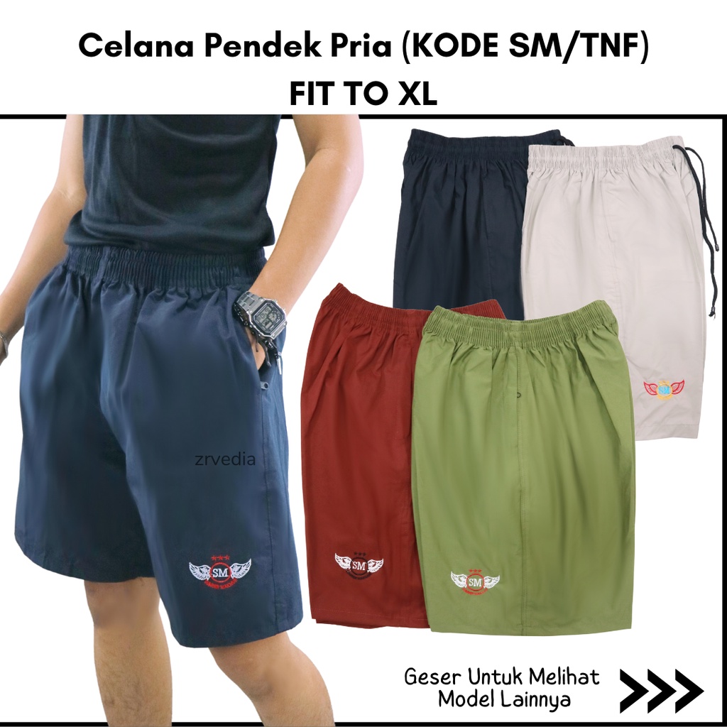 Celana Pendek Dewasa Kode SM Pria - Fit to XXL Santai Olahraga Fitness Boxer Sport Kolor Laki Polos