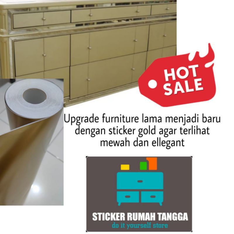 stiker lemari/kitchenset/meja/pintu dll warna gold dan silver Glossy