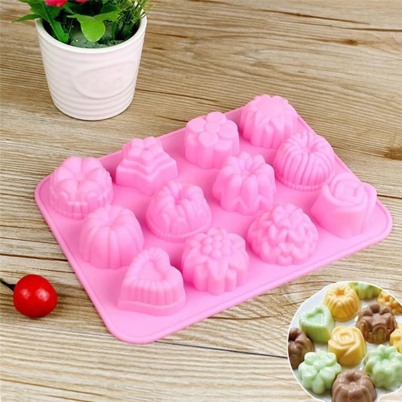 12 Kinds of Flowers and Plants Silicone Cake Baking Mold