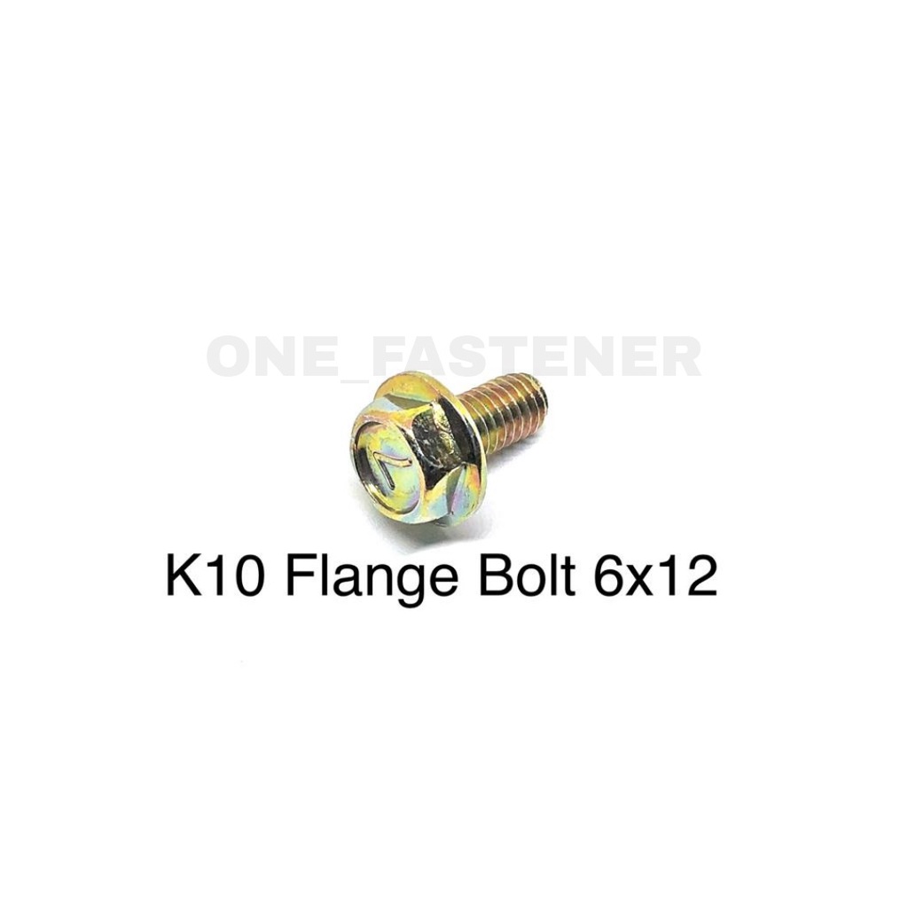 100 Pcs K10 Baut Flange Bolt M6x12 Kuning 1.0 Topi Kunci 10 6mm 1.2cm FBK