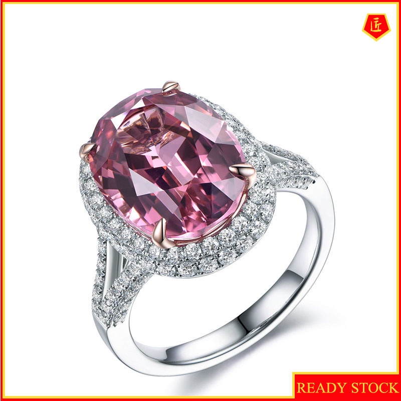 [Ready Stock]Elegant 5 Karat Pink Tourmaline Ring for Women