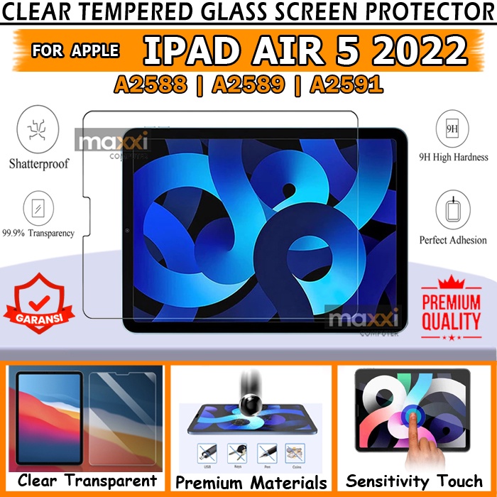 ipad air generasi 5 5th gen generation 10 9 inch m1 2022 a2588 a2589 a2591 tempered glass antigores 
