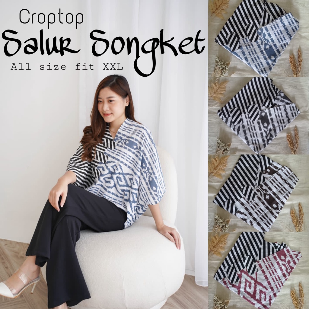 SALUR LAILA SONGKET SOFT Croptop Pastel Cropping Top Batik Atasan Tenun Toraja Warna Crop T Kekinian Modern Baju Kerja Kantoran Casual Kondangan