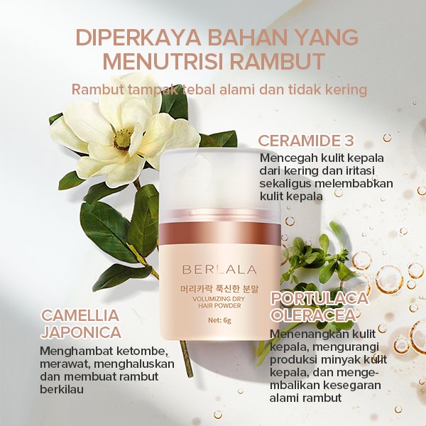 BERLALA Volumizing Dry Shampoo Hair Styling Powder Bll116 Bedak Rambut Bubuk Powder Sampo Kering No Sebum Solution Hair Styling 6g-2