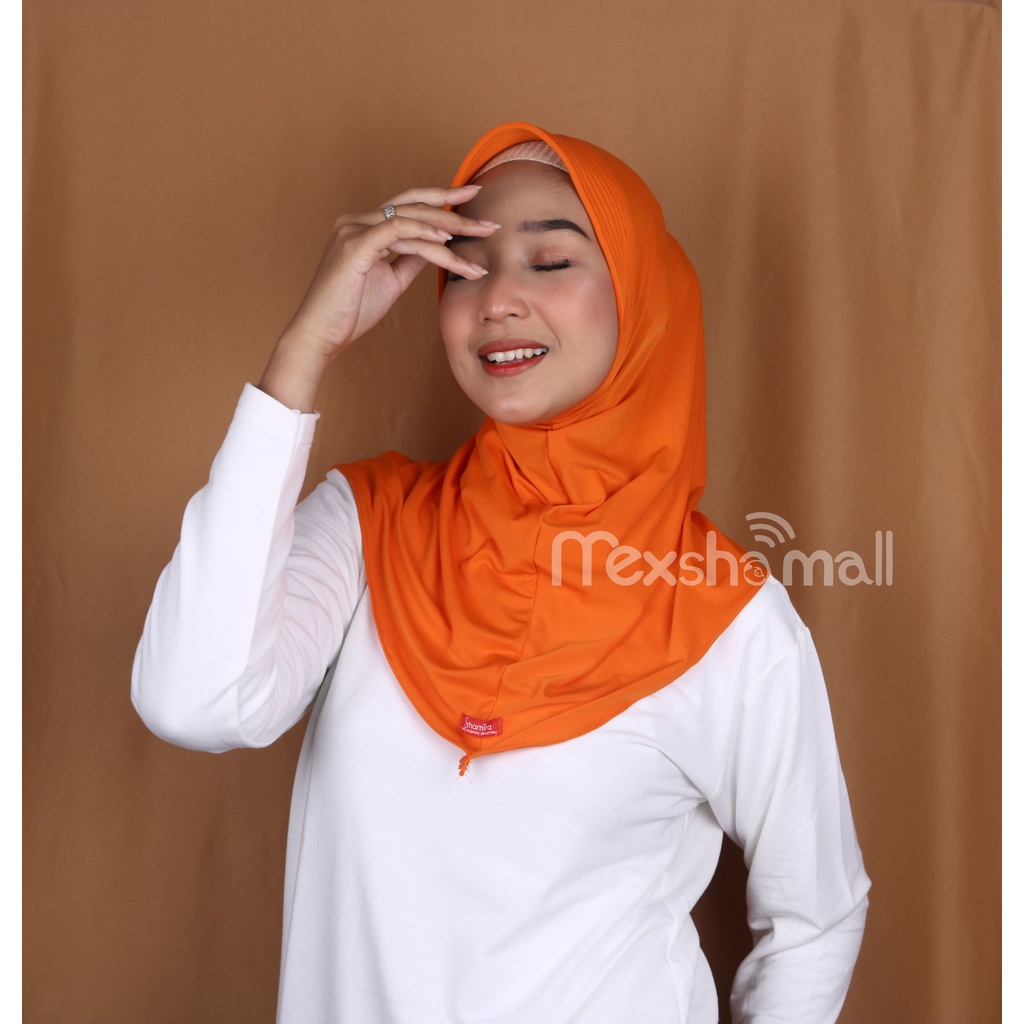 Jilbab sport - Jilbab Instan Hijab Sporty Jersey Premium Olahraga Volly Basket Futsal By Shamira-orange