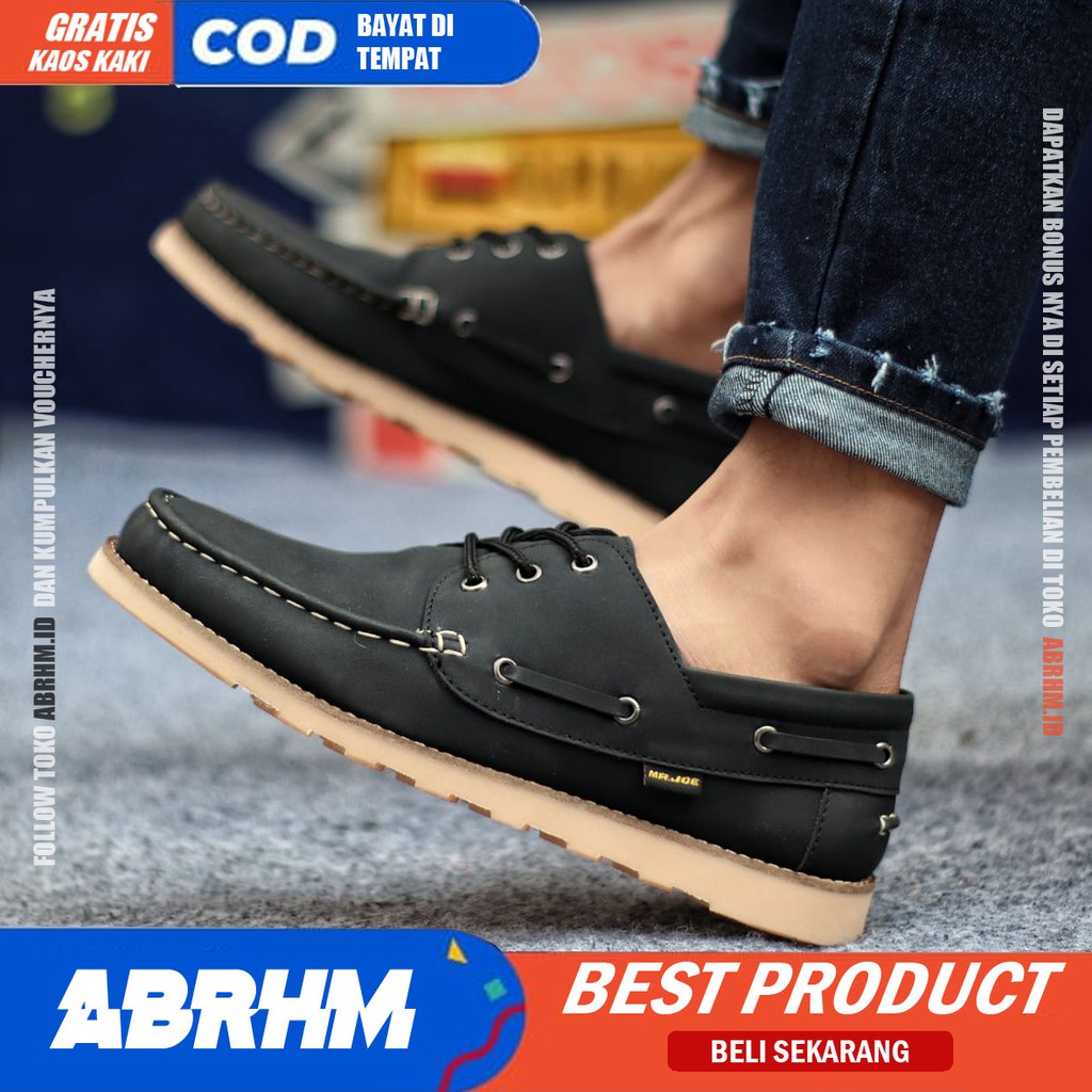 ABRHM NERSON Sepatu Formal Kasual Pria Kerja Kuliah Trendy Kulit Syntet Asli Terlaris