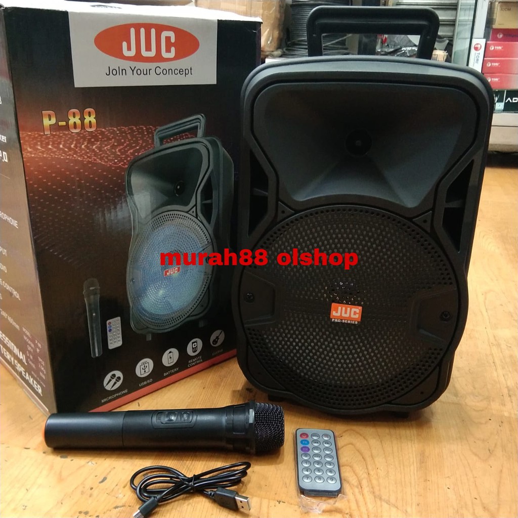 speaker aktif portable juc p88  8inch wireless bluetooth 1mic wireless