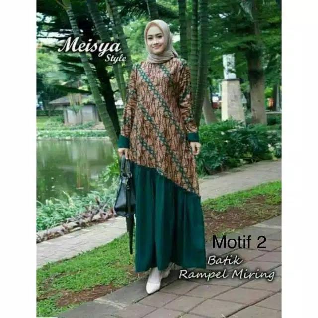MASAYU DRESS BATIK BAJU BATUK KEKINIAN SOGAN DRESS BATIK GAMIS WANITA BAJU BATIK KEKINIAN HIJAB