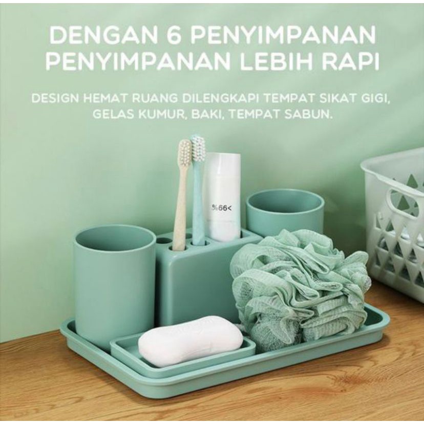 SAMONO SET ORGANIZER ALAT KAMAR MANDI 6 IN 1 SIMPEL DAN LENGKAP FBL