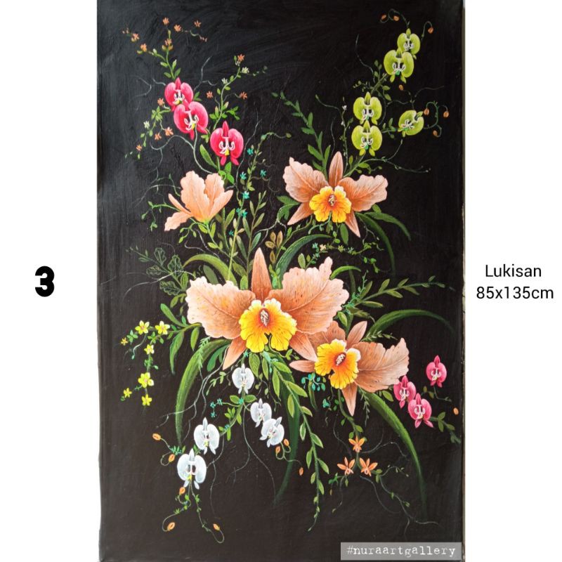 Lukisan Bunga Anggrek 85x135cm