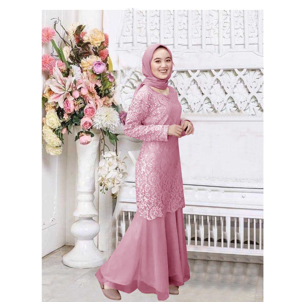 GAMIS BRUKAT NARITA 4ukuran L XL 2XL 3XL DUYUNG TILE / GAMIS  PAKAIAN MUSLIM WANITA DISKON / baju pesta mewah