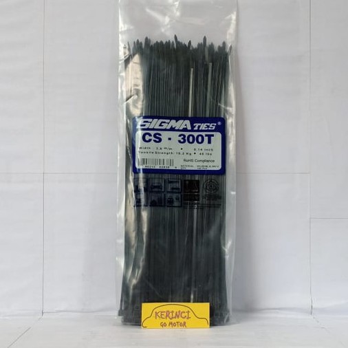 KABEL TIES SIGMA CS 300T TIPIS HITAM 30cm 1 PACK - KABEL TIS INSULOK