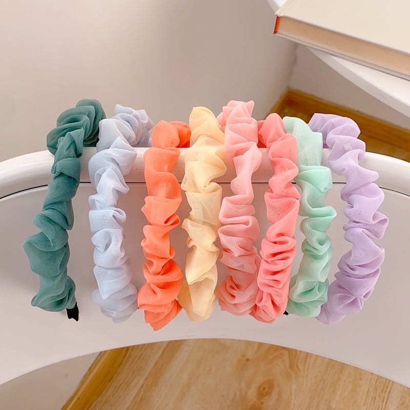 Bando Scrunchie Transparant Korea Serut Headband Bandana Polos Wanita AccFashionMurah