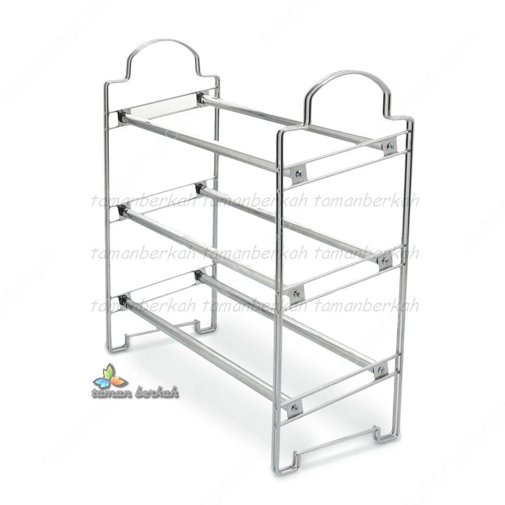 Krisbow Rak Sepatu Stainless Steel Stackable Shoe Rack 3 Tier Shopee Indonesia