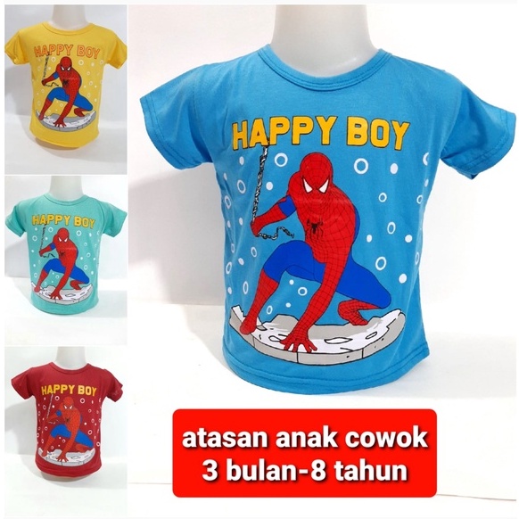 Kaos Anak laki laki 6 bulan -8 tahun oblong cowok S M L XL atasan baju murah grosir spider