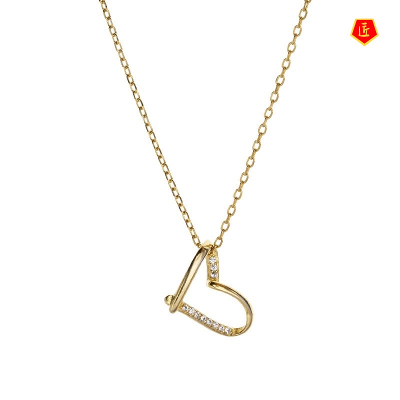 [Ready Stock]Heart-Shaped Necklace Female Silver Simple Exquisite Refined Grace